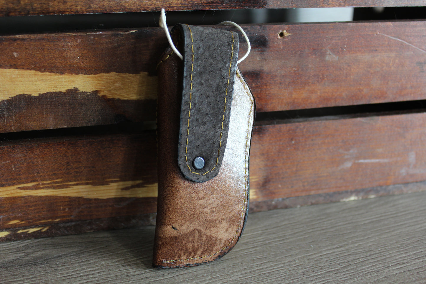 Brown Leather Sheath Hand Toodled Knife Holster, Funda de Navaja Cincelado