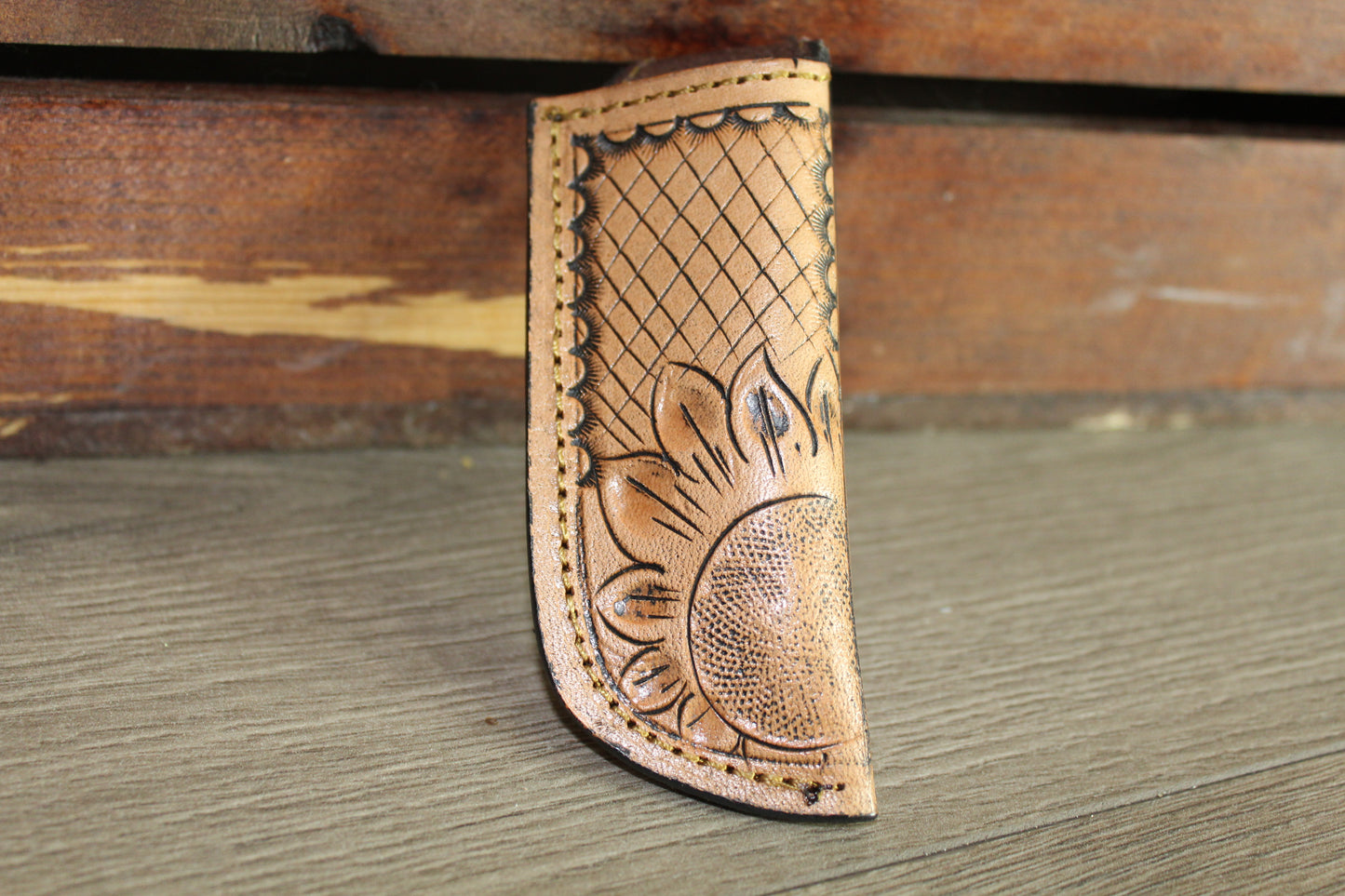 Leather Sheath Hand Toodled Knife Holster, Funda de Navaja Cincelad