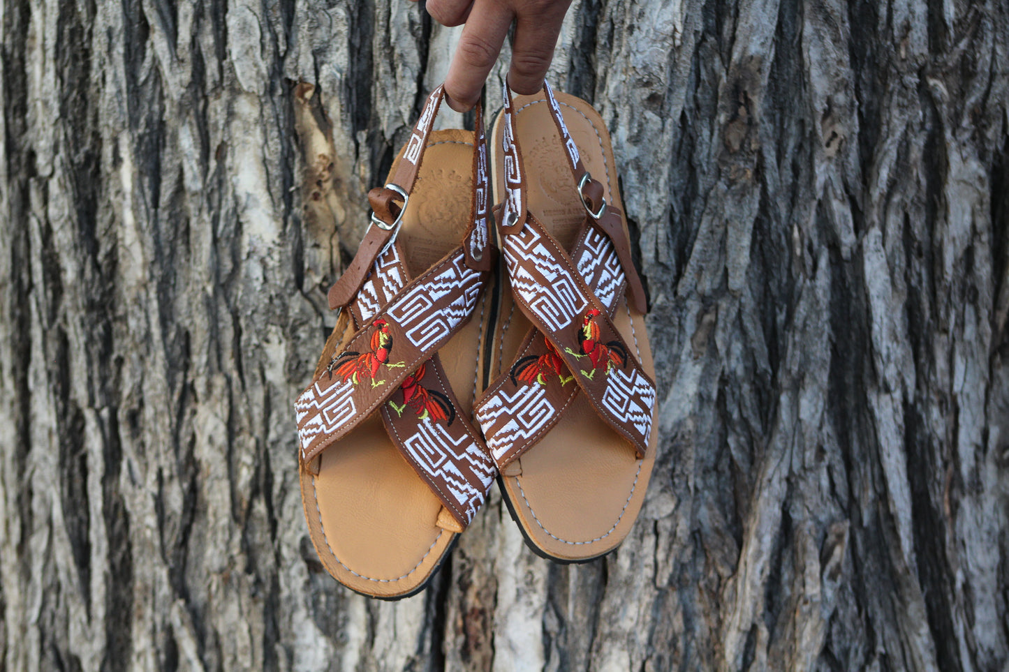 Mens Mexican Handmade Leather Cross Strap Sandals, Gallos