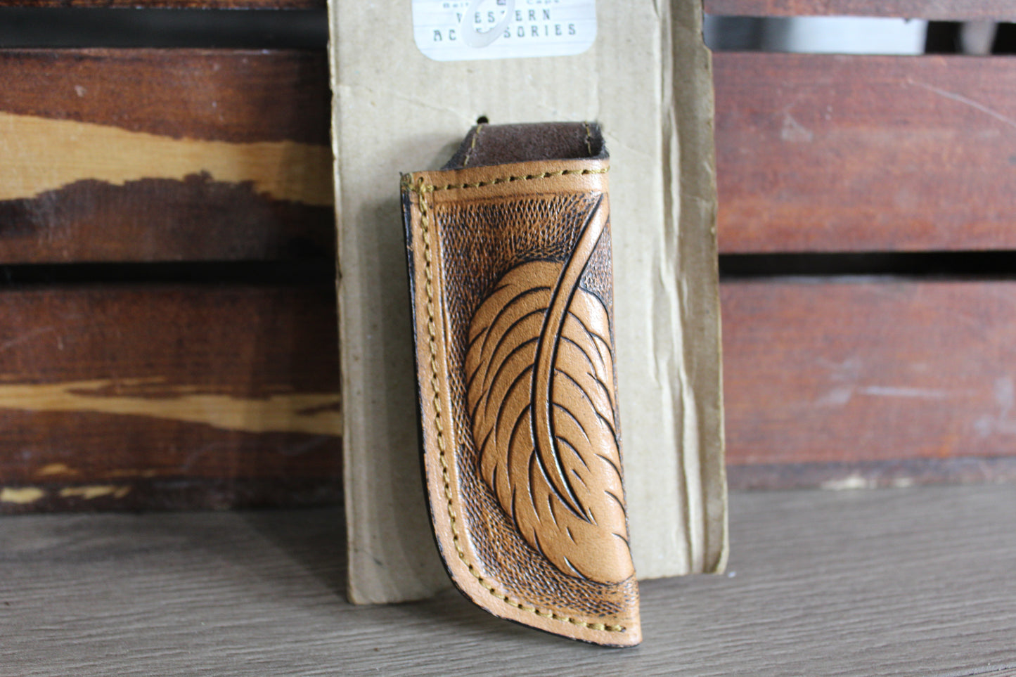 Leather Sheath Hand Toodled Knife Holster, Funda de Navaja Cincelad