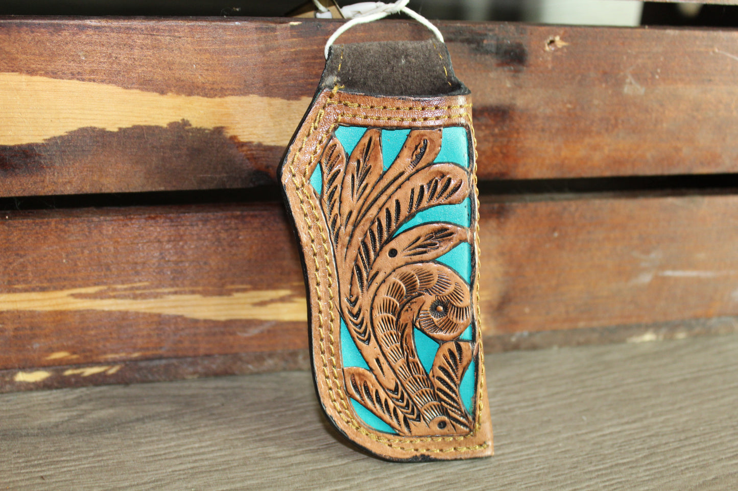 Brown Leather Sheath Hand Toodled Knife Holster, Funda de Navaja Cincelado