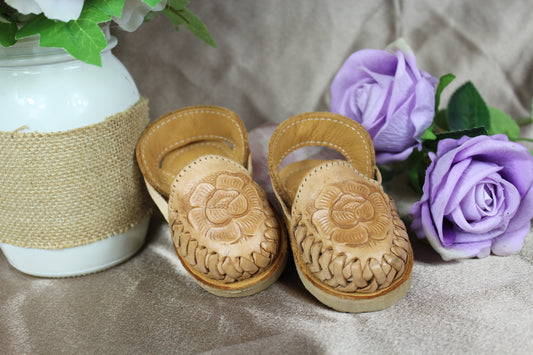 Kids & Baby cinceleado tan Bow Lace Up Mexican Huaraches Sandals