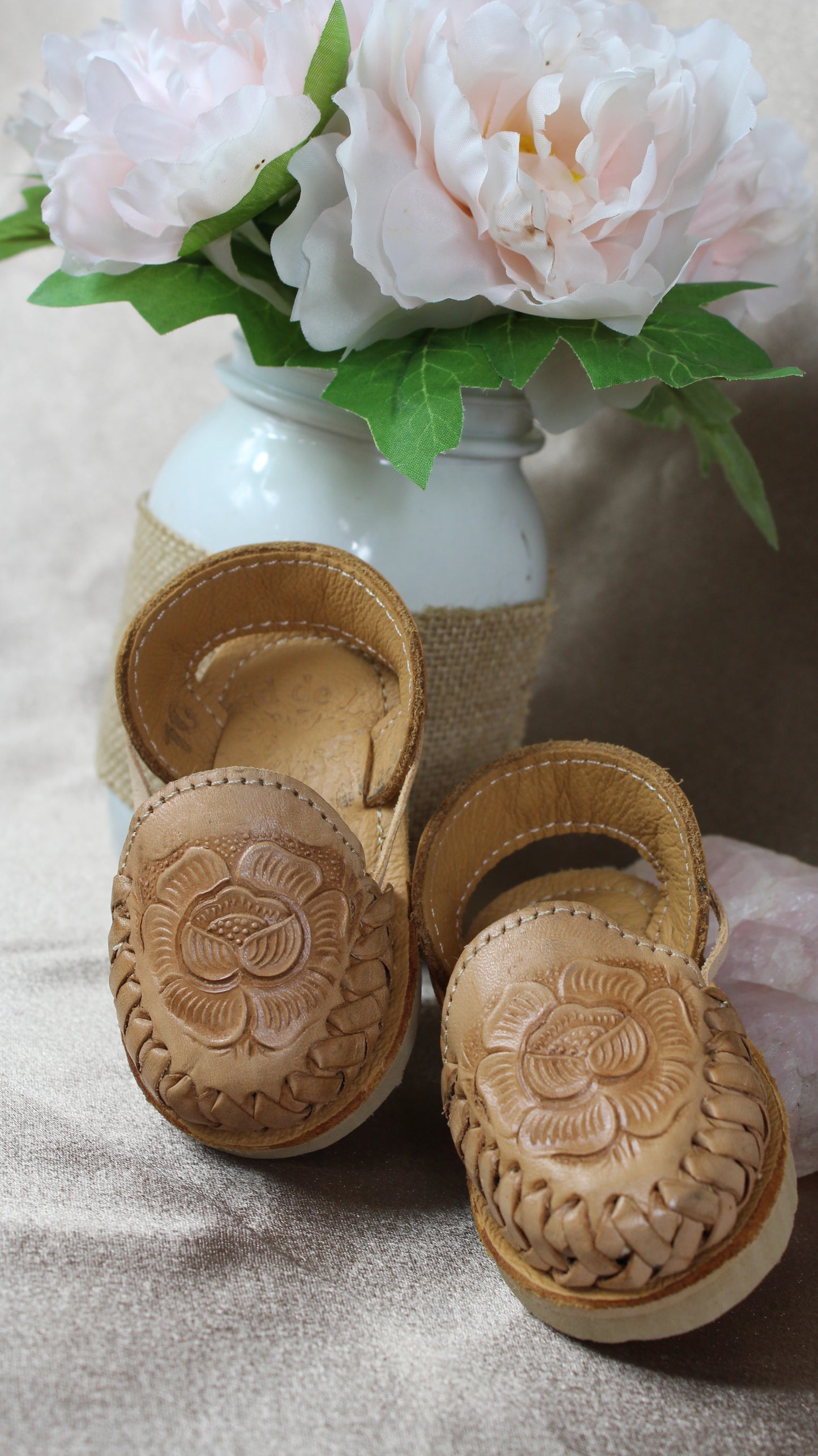 Kids & Baby cinceleado tan Bow Lace Up Mexican Huaraches Sandals