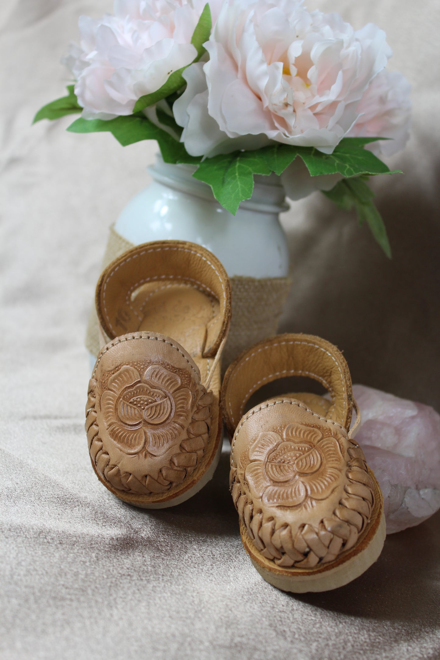 Kids & Baby cinceleado tan Bow Lace Up Mexican Huaraches Sandals