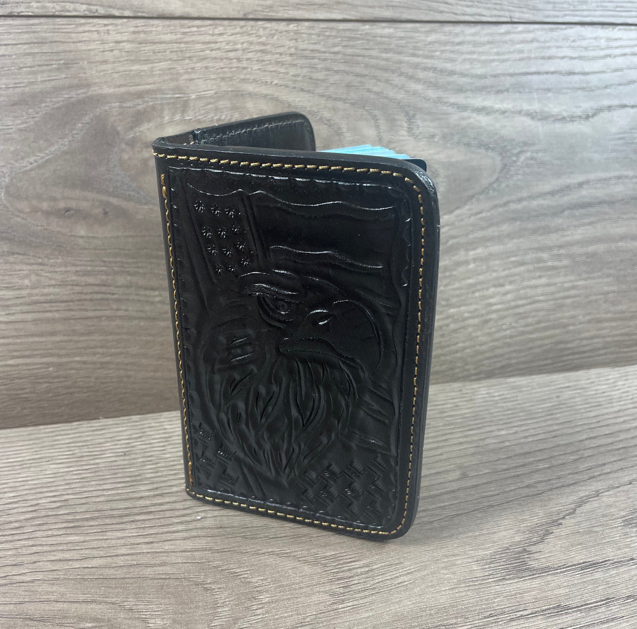 Handmade Hand Tooled Leather Passport Cover / Holder Book / Freedom Eagle, Portada de Pasaporte Aguila