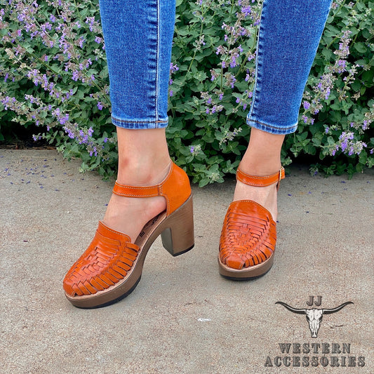 Huaraches Mexicanos Tacon Encorrellados Woven Leather Heel Summer Sandals