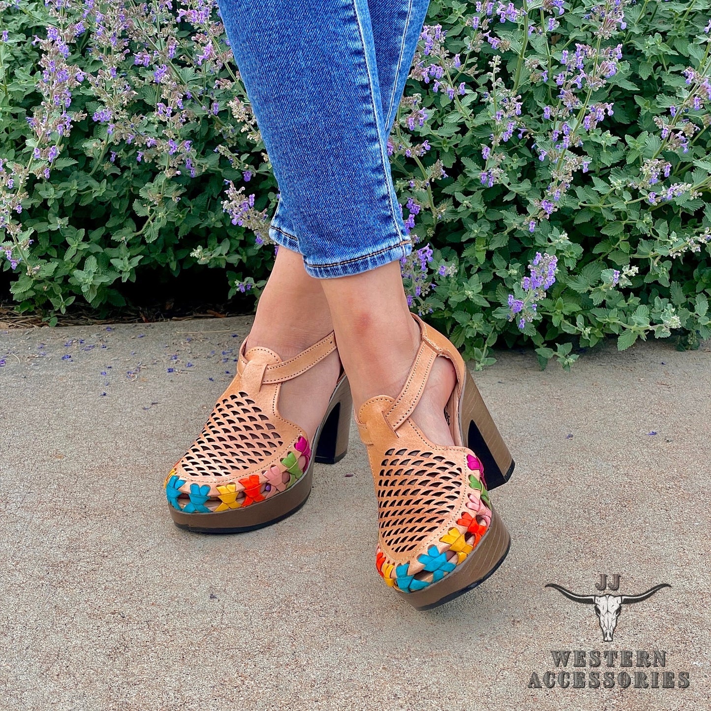 Huaraches Mexicanos Tacon Laser Cut Heel Sandals