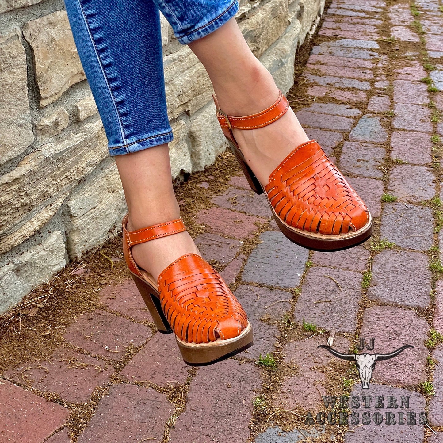 Huaraches Mexicanos Tacon Encorrellados Woven Leather Heel Summer Sandals