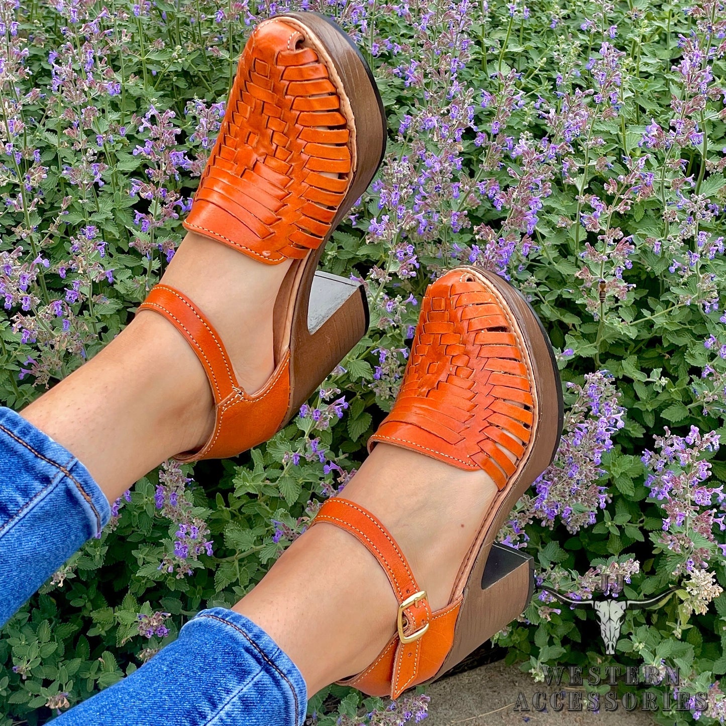 Huaraches Mexicanos Tacon Encorrellados Woven Leather Heel Summer Sandals
